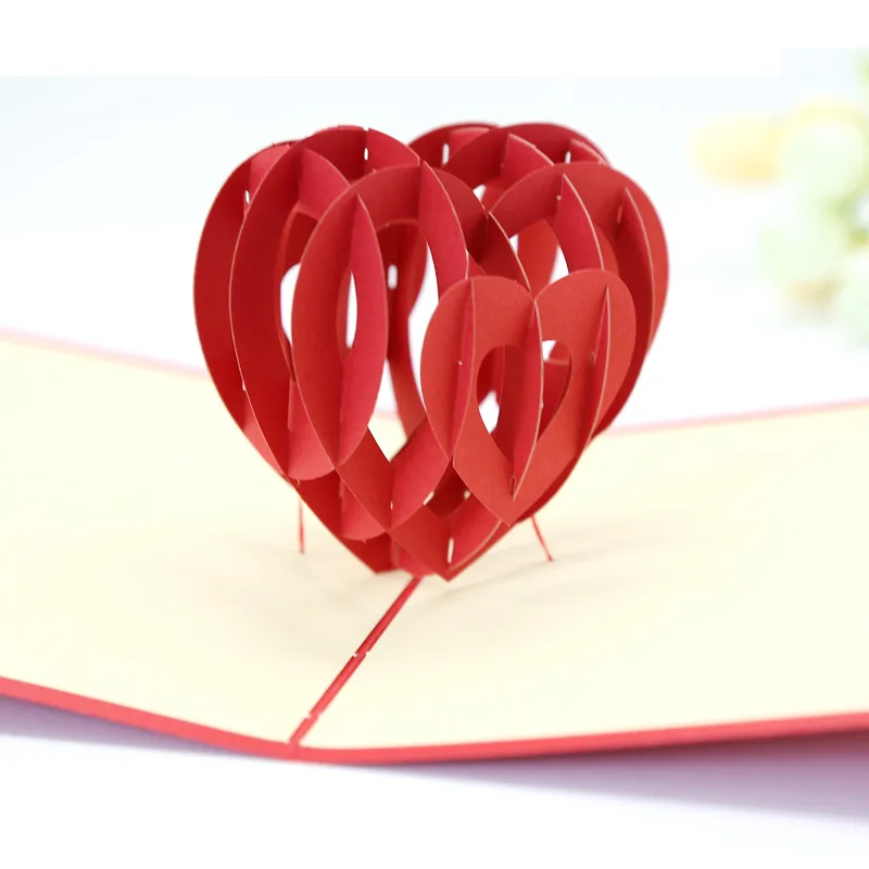 5 шт. бумажная модель стерео 3D Любовь сердца спасибо поздравительная открытка