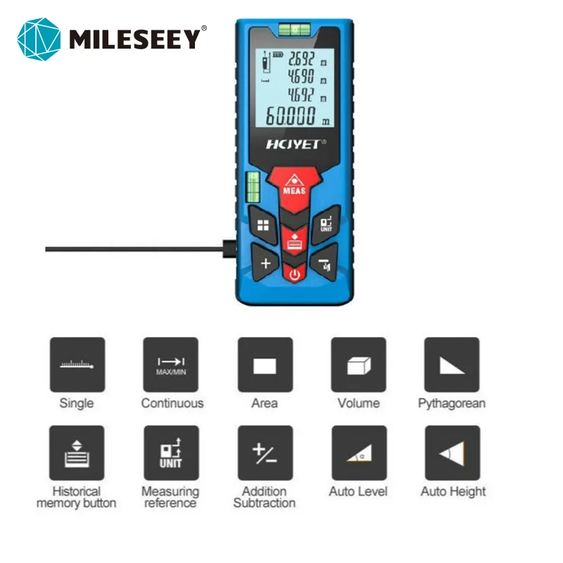 Лазерный дальномер Mileseey лазерный trena ленточный устройство для измерения линейка