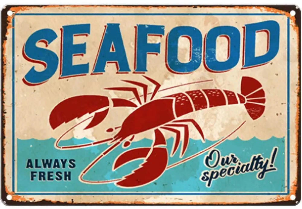 

Always Fresh Sea Food/Restaurant/Supermarket Retro Metal Tin Sign Plaque Poster Wall Decor Art Shabby Chic Gift