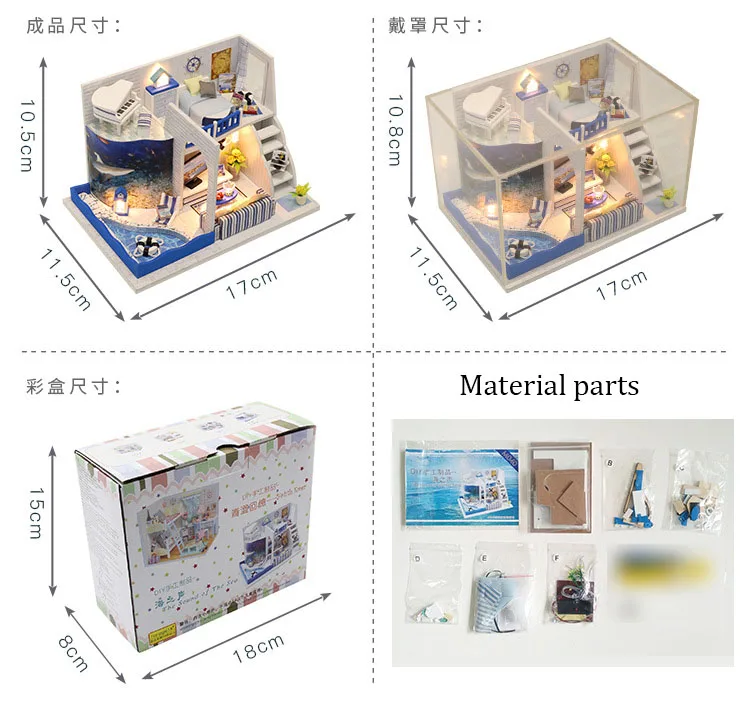 Деревянный кукольный домик сделай сам миниатюрная коробка с домом для морской