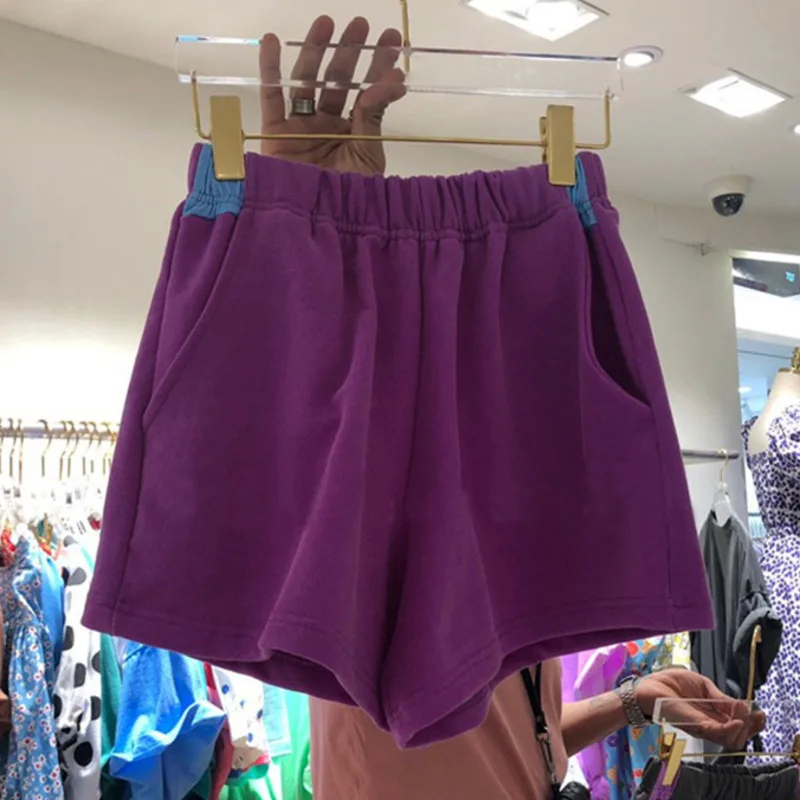 

Korean Solid Bottoms Stretch High Waist Ladies Clothing Short Femme Pantalones Cortos Purple Woman Shorts 2021 Summer Z471