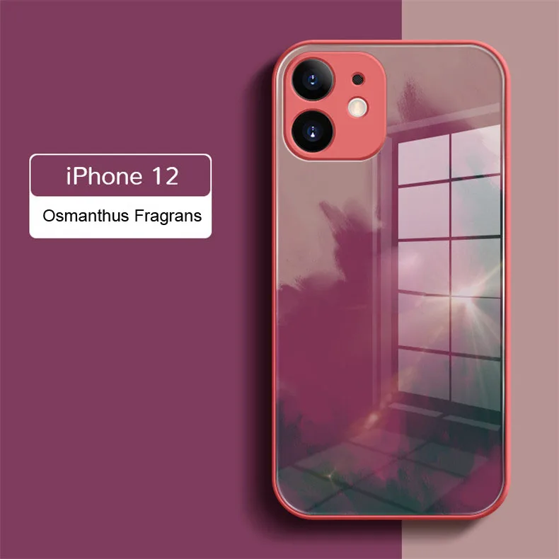 

Painted liquid glass case for iPhone 12 12pro 11 11pro max X XS XSMAX iPhone12 Watercolor all-inclusive drop protection cover