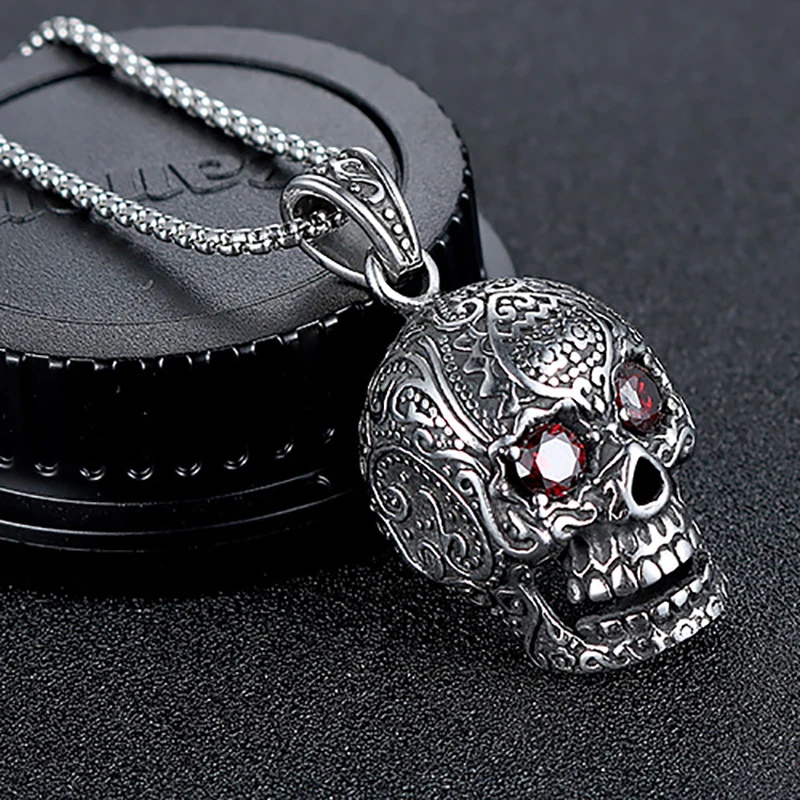 Olowu готическое ожерелье из нержавеющей стали с черепом для мужчин Байкер Титан