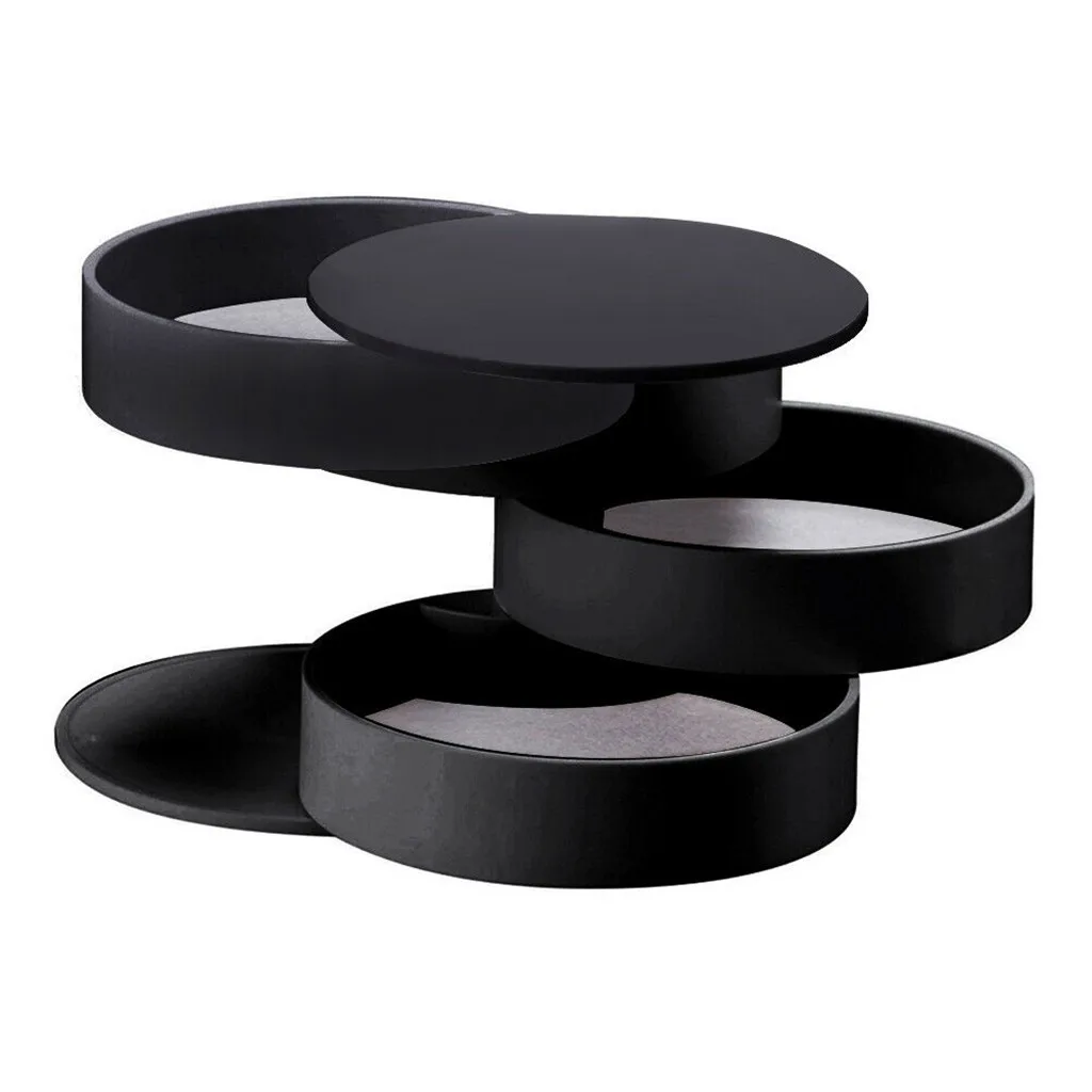 

New Design Women Jewelry Storage Box Fashion 4-Layer Rotatable Jewelry Accessory Storage Tray with Lid Birthday Gift for Women