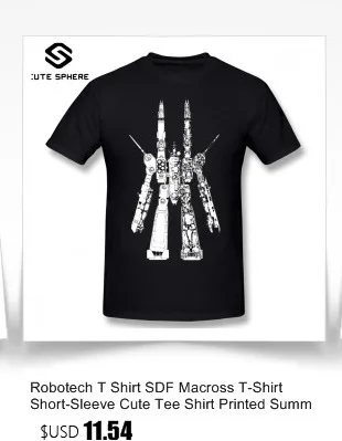 Robotech футболка SDF Macross футболка с коротким рукавом Милая футболка с принтом Лето 100 хлопок мужская футболка плюс размер