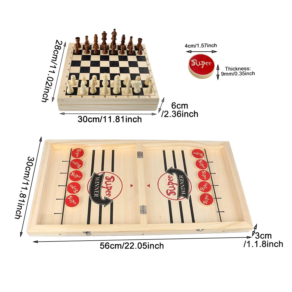 

2 In 1 Party Bouncing Chess Desktop Battle Educational Toy Funny Ice Hockey Wooden Foosball Winner Foldable Fast Sling Puck Game