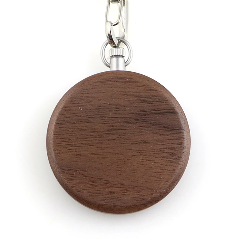 Dropshipping Fashion Popular Custom Logo Engraved Vintage Steampunk Ebony Wooden Pocket Watch for Men with Leather Strap