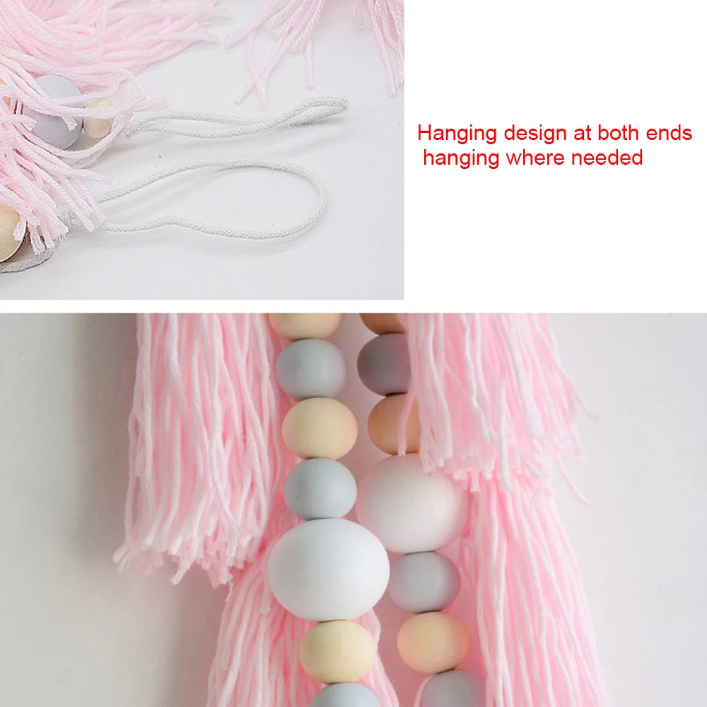 

Tassel Wooden Beads Ornament Nordic Star Car Kids Room Decoration Nursery Tent Hanging Pendant Wall Decor Home Decoration