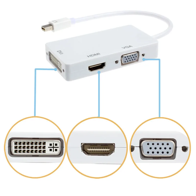 Адаптер с портом дисплея Thunderbolt на DVI VGA HDMI совместимый адаптер 3 в 1 для MacBook iMac