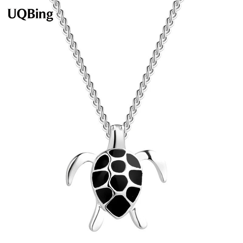 Винтажная Серебряная Милая Черная эмалированная черепаха модель 925 женская