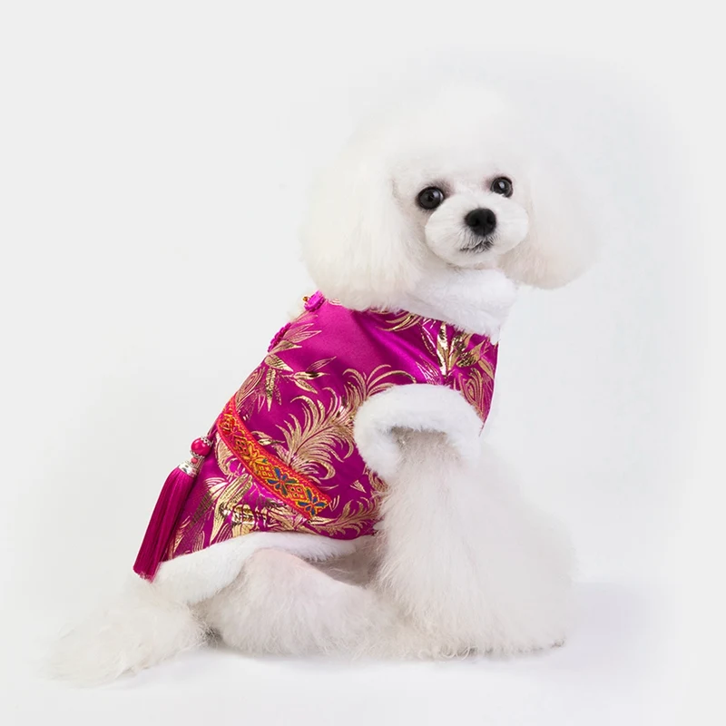 Dog Costume Chinese New Year Tang Pattern 2 Legged Cotton Padded Jacket Winter Warm Clothes |