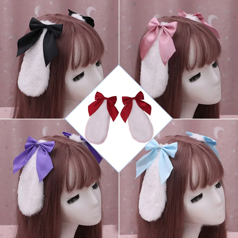 

Cute Plush Hair Clips Stylish Rabbit Ear Hair Beautiful Clips Fashion Hair Accessories Sweet Pretty Stylish Bow Hair Clips