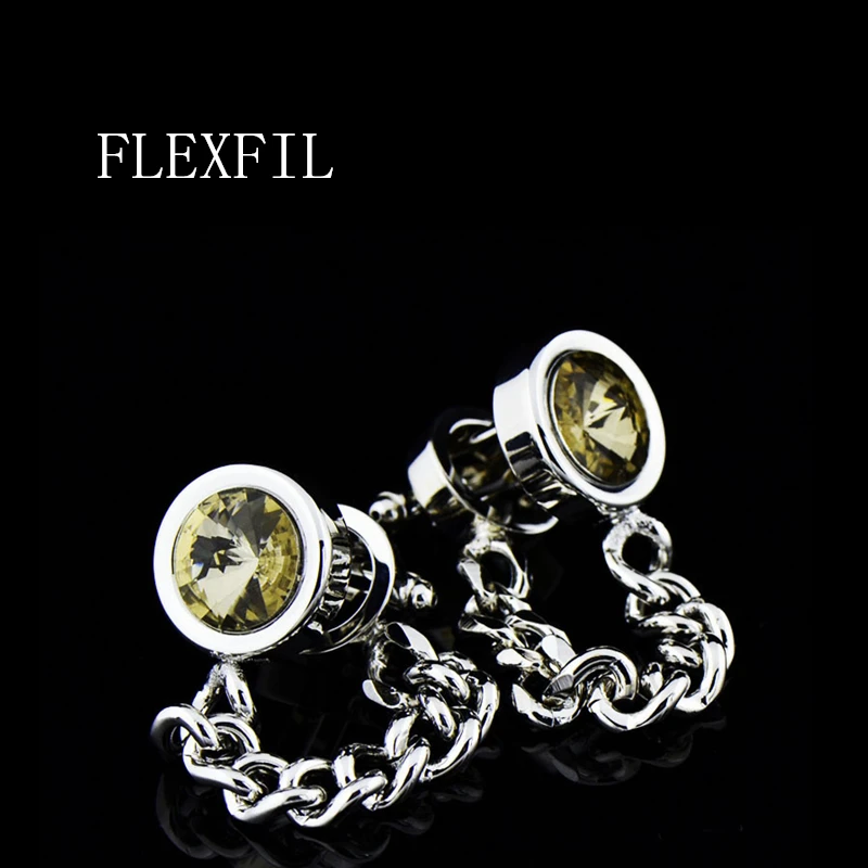 

Роскошные запонки FLEXFIL для рубашки для мужчин, брендовые запонки, запонки, высококачественные круглые свадебные украшения с кристаллами