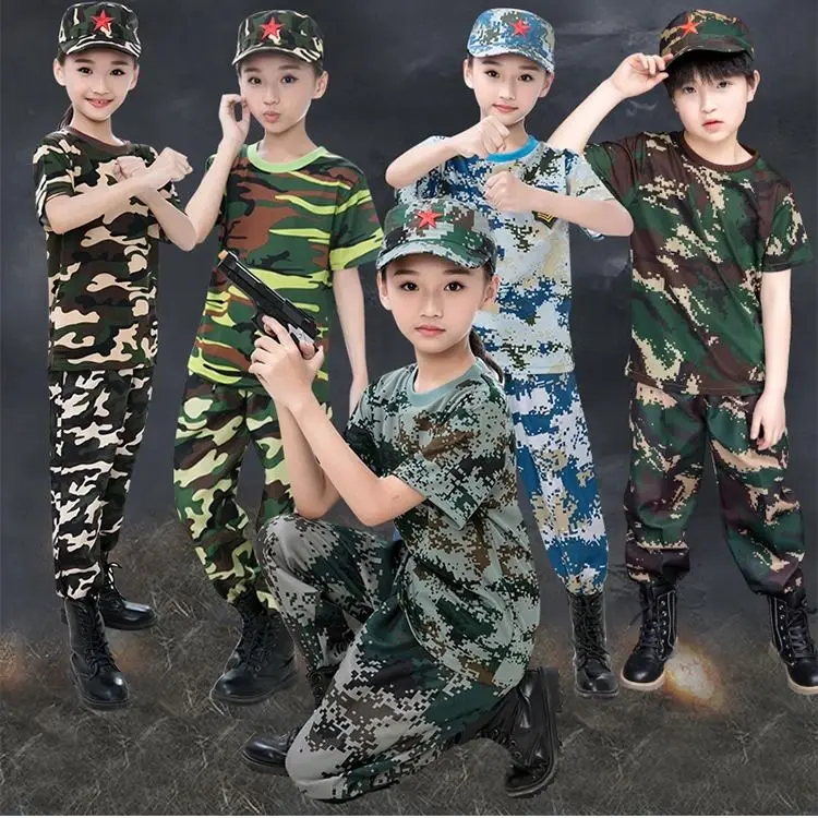 Детский Камуфляжный костюм для мальчиков и девочек тренировочные костюмы летняя