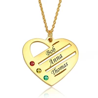 skqir personalized custom name necklace stainless steel heart charm birthstones engraved names family necklaces for women men