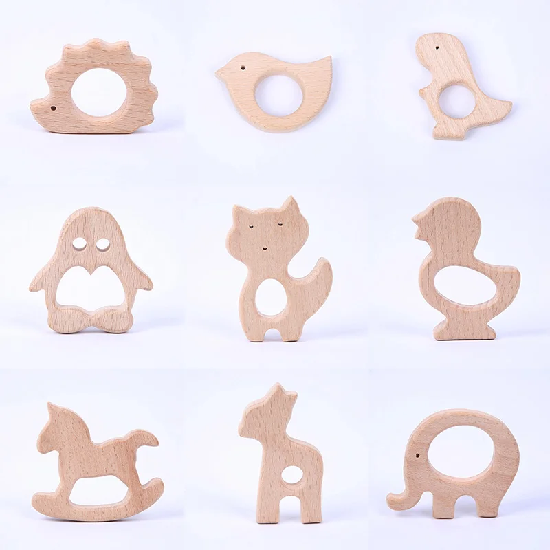 Детские деревянные Прорезыватели для зубов из бука пищевого класса животное