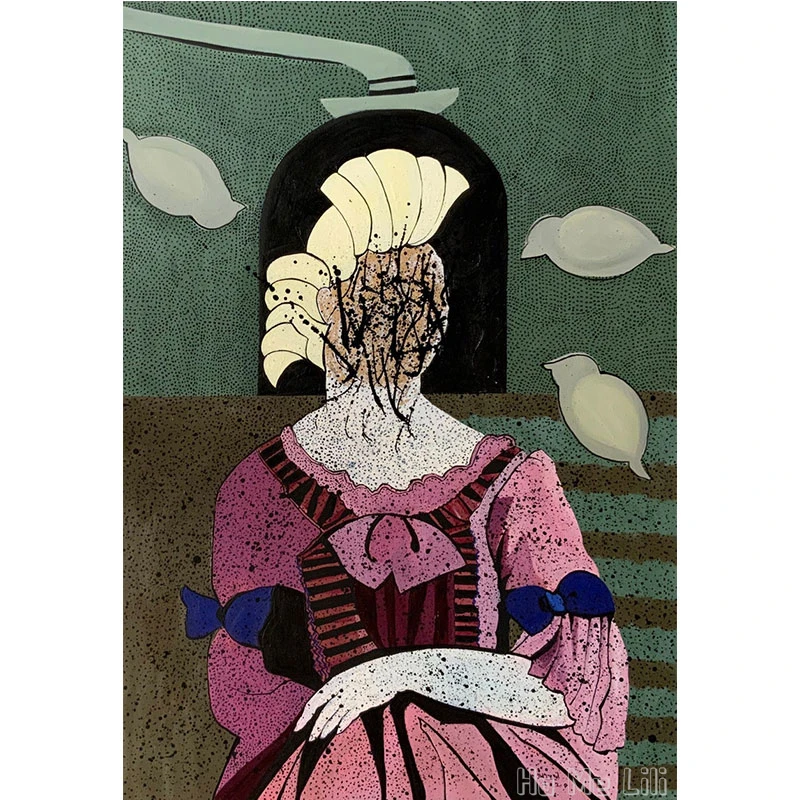 

Картина маслом на холсте, с принтом