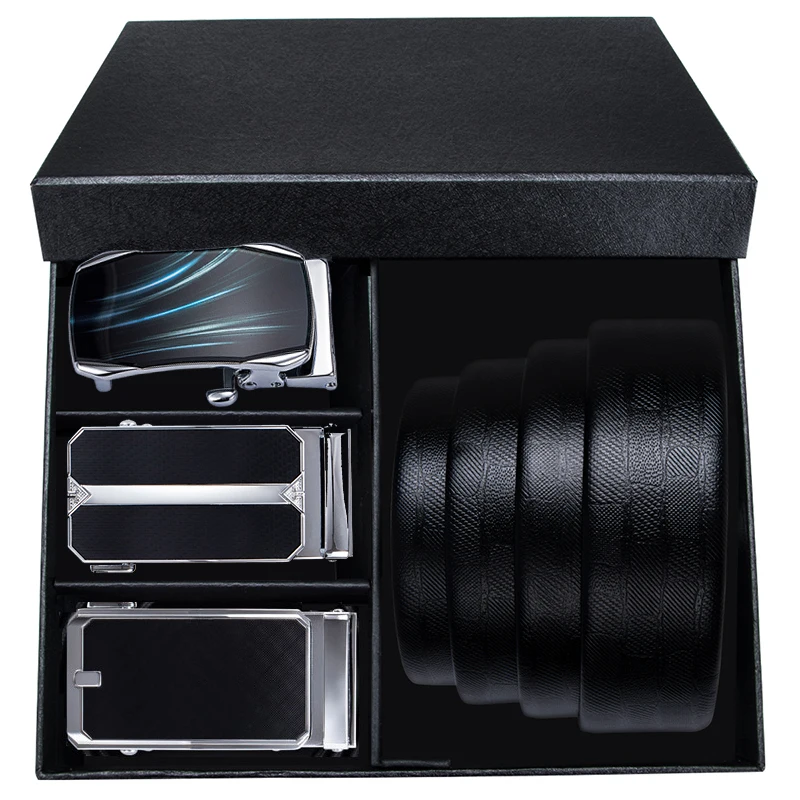 Мужской ремень из натуральной воловьей кожи в деловом стиле с автоматической