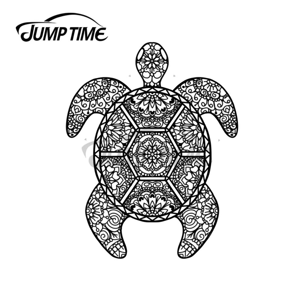 

JumpTime 13x10,5 см, черепаха, мандала, стильная фотография, наклейка, водонепроницаемая, солнцезащитная, оригинальная