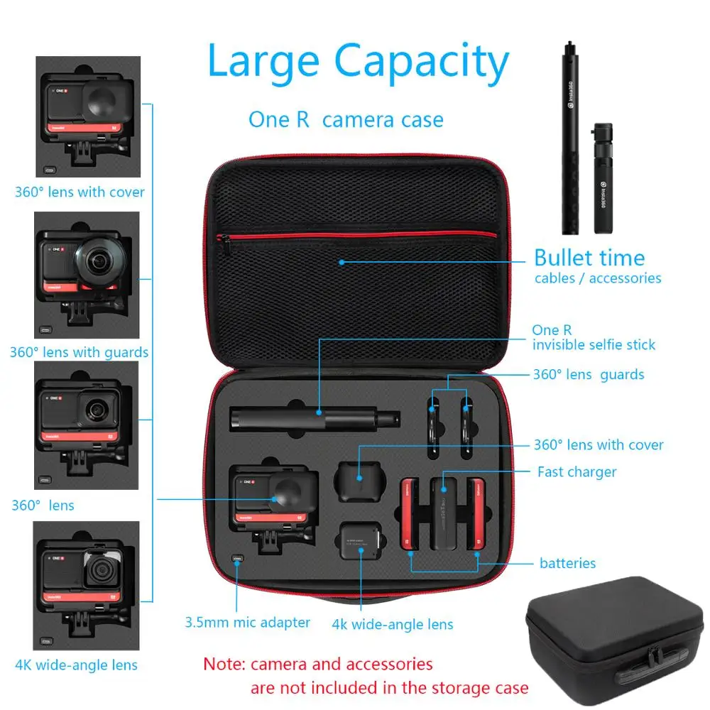 Insta360 ONE R 5 7 K 360 4K широкоугольная видеокамера невидимый чехол для селфи сумка insta one