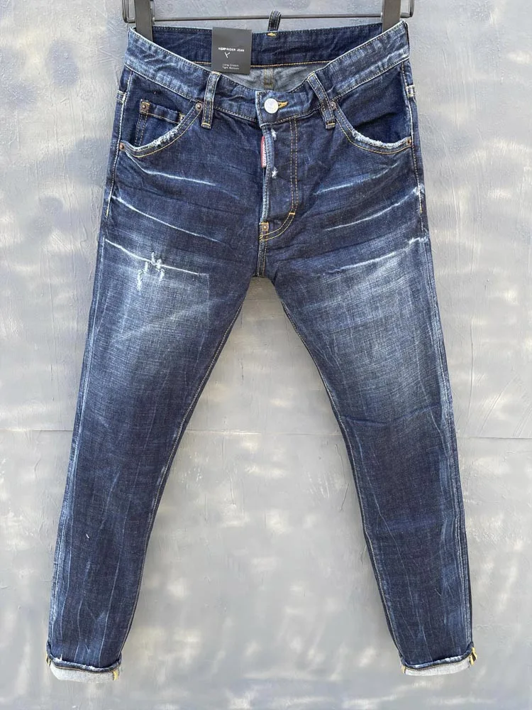 

Brand 2021 New Men's Fashion Jeans Business Casual Stretch Slim Jeans Classic Trousers Denim Pants Male Blue High quality jeans