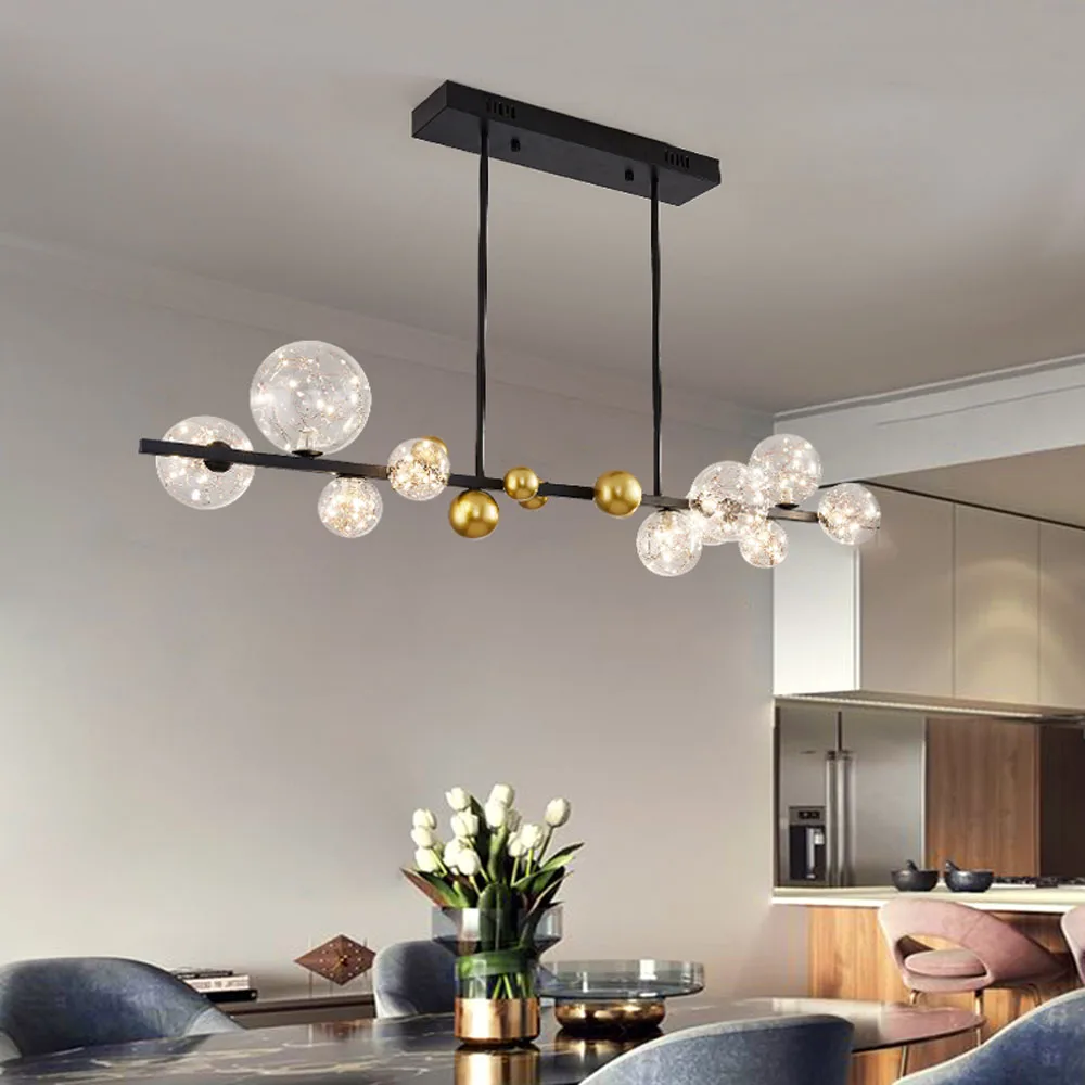 Новая светодиодная люстра из Гипсофилы стеклянная для столовой круглая длинная