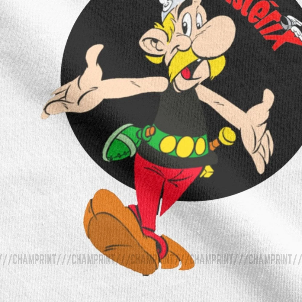 Мужская футболка из 100% хлопка с принтом Asterix And Obelix Comics коротким рукавом и круглым
