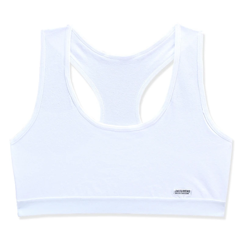 

Puberty Teen Girls Cotton Racerback Training Bra Solid Color Wide Strap Seamless Bralette Sports Underwear Crop Top