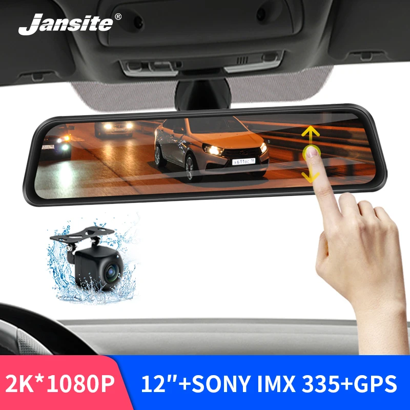 Jansite 12 дюймовый автомобильный видеорегистратор Ultra HD 2K камера stream media GPS дорожка