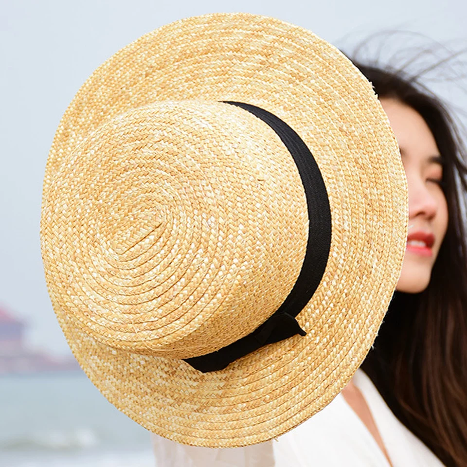 Женская соломенная шляпа с бантом для детей и родителей летняя пляжная канотье