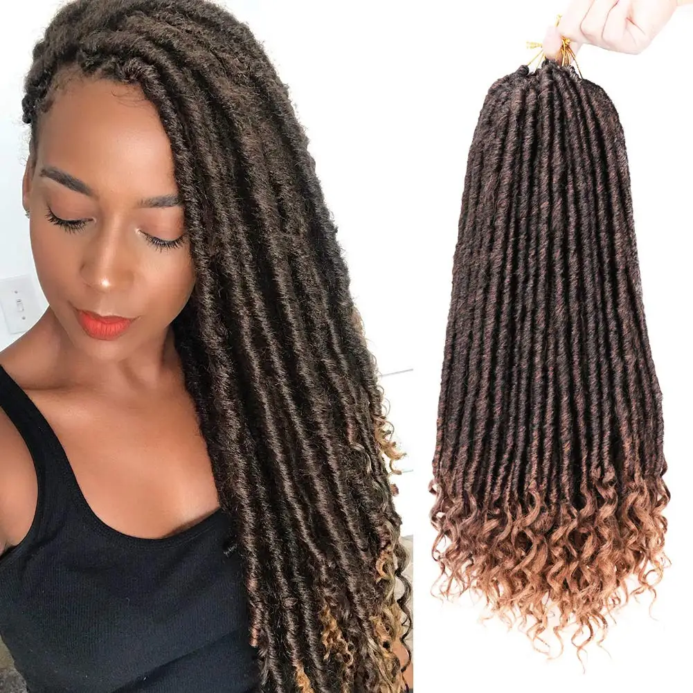 

Goddess Faux Locs Crochet Hair Locs Crochet Braids With Curly Ends Synthetic Braiding Hair 16-20 inch 24 Strands/pcs