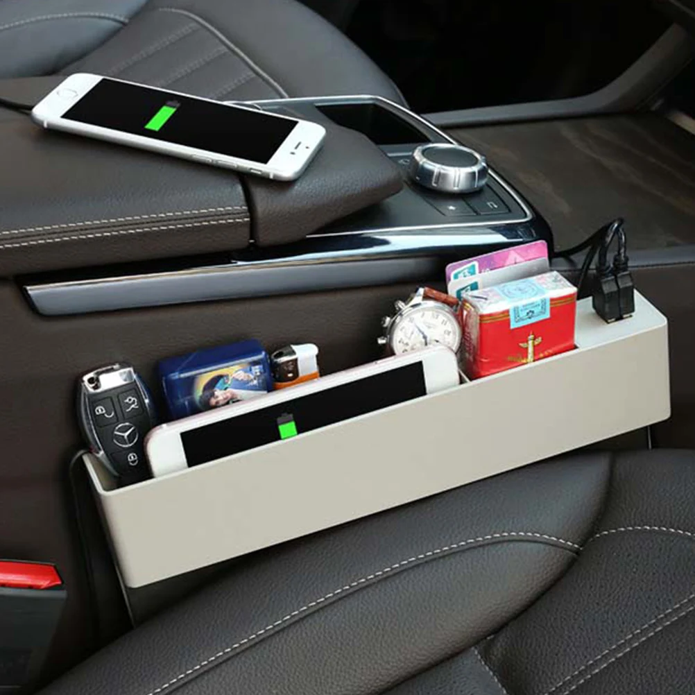 Двойной USB многофункциональный ящик для хранения автомобильный Органайзер Дисплей напряжения автомобиля с прикуривателем