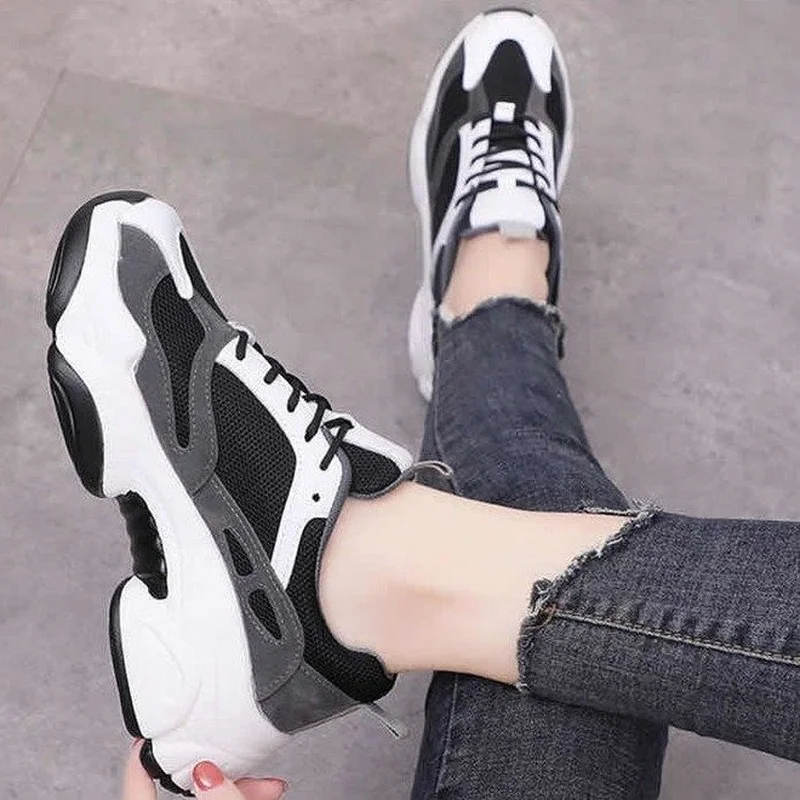 

Casual Old Shoes Women 2021 New Mesh Breathable Sneakers Thick-soled Increased Thick-soled Women's Shoes