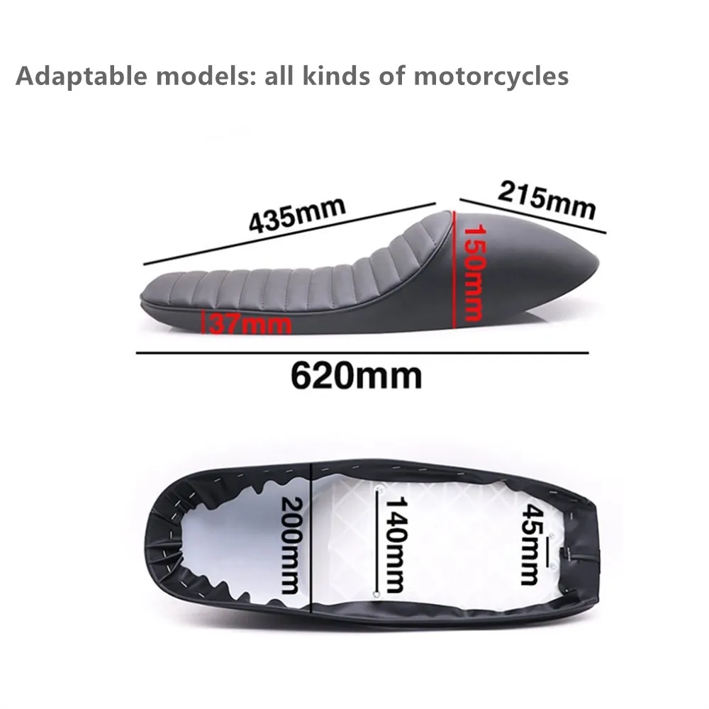 Ретро мотоциклетное сиденье плюс длинный горб 62 см Кафе Рейсер Винтаж седло