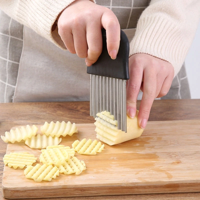 

1 Pcs Wavy Edged Tool Wave onion potato slices wrinkled french fries salad corrugated cutting chopped potato slices knife Tool