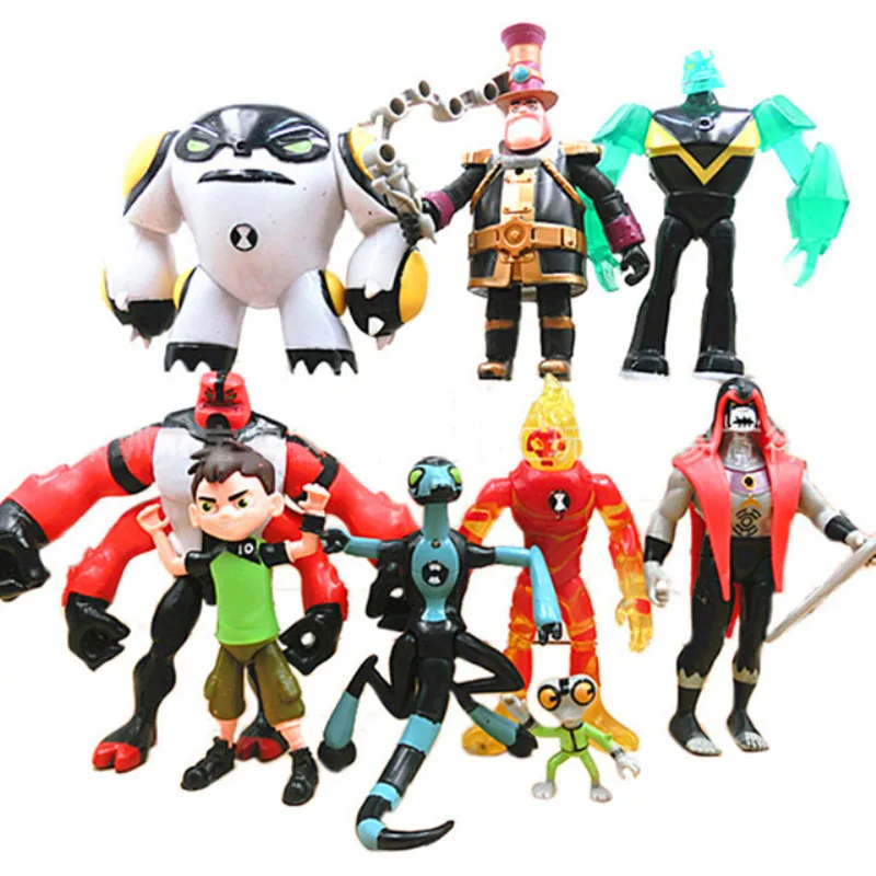 

9pcs/set Earth Defender Toys 2019 Ben Tennyson Four arms Grey Matter Action Figures Toys For Kids Collection Model Toys