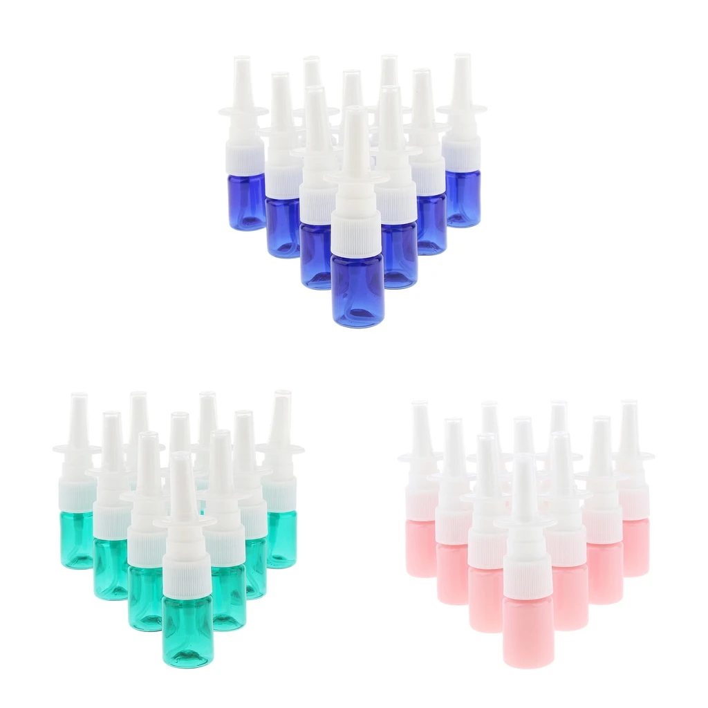 

10Pcs Portable Empty Refillable Nasal Spray Bottles Home Office & Travel 5ml