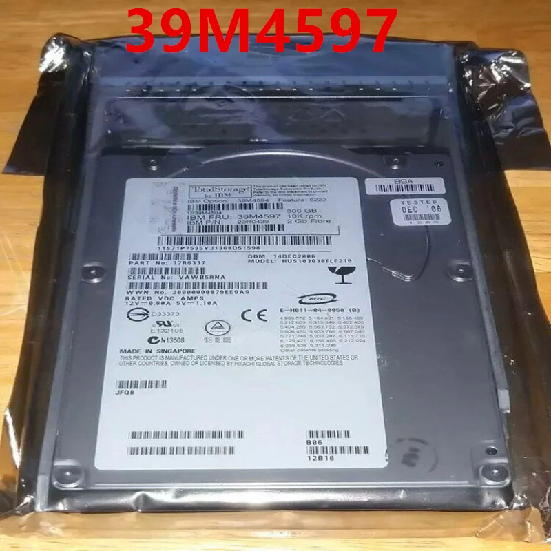 

Almost New Original HDD For IBM DS4700 300GB 3.5" FC 16MB 10000RPM For Internal HDD For Server HDD For 39M4597 39M4594 23R0439