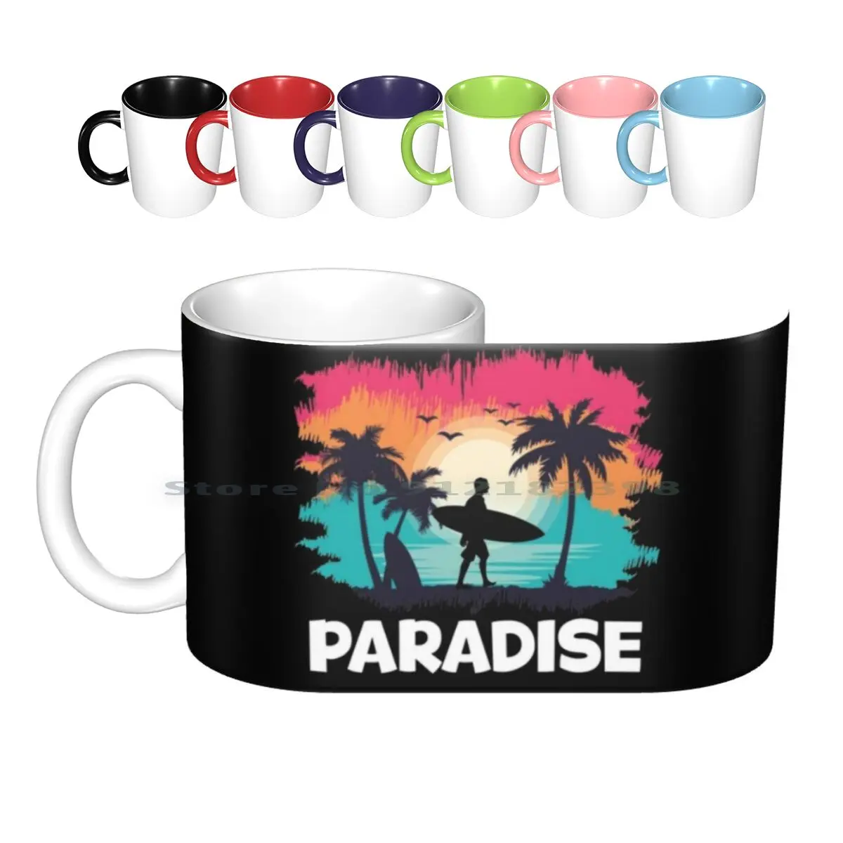

Summer Beach Sunset Vintage Paradise , This Is Our Summer Ceramic Mugs Coffee Cups Milk Tea Mug Beach Paradise Vintage Summer