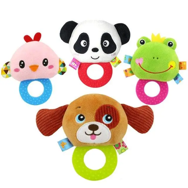 

Newborn Rattles Toy Hand Bell Toddler Infant Rings Interactive Cute Cartoon Animal Plush Toys Baby Early Education Gift FJ88