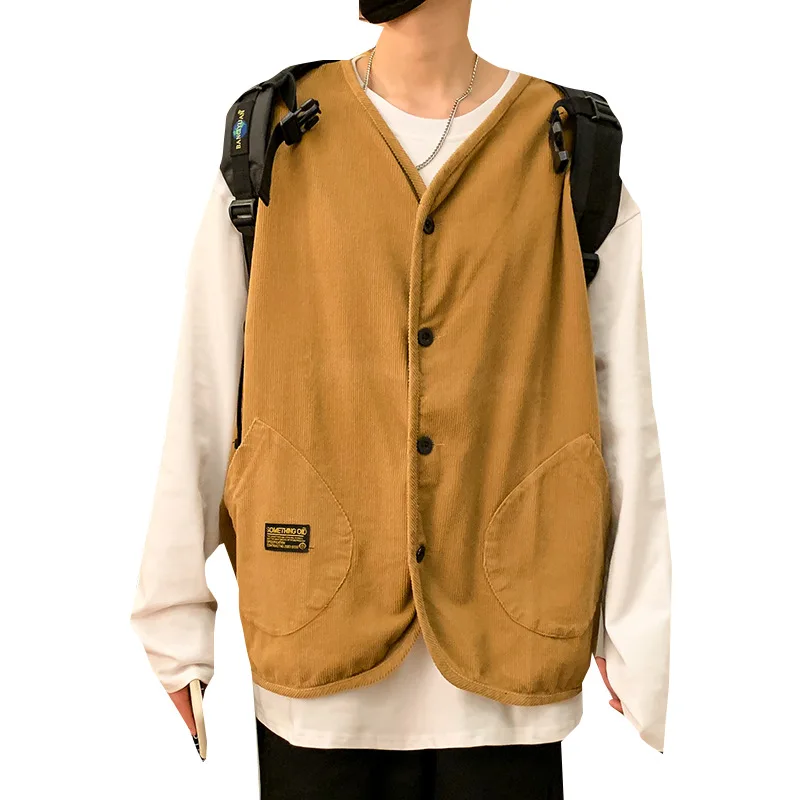 

2020 autumn new vest men's vest large size fat trend coat loose men's top