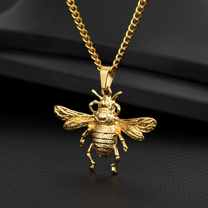 

Fashion New High Quality Cute Bee Necklace Men Gold Color Neck Chains HoneyBee Pendant Necklaces For Women Valentine's Day Gifts