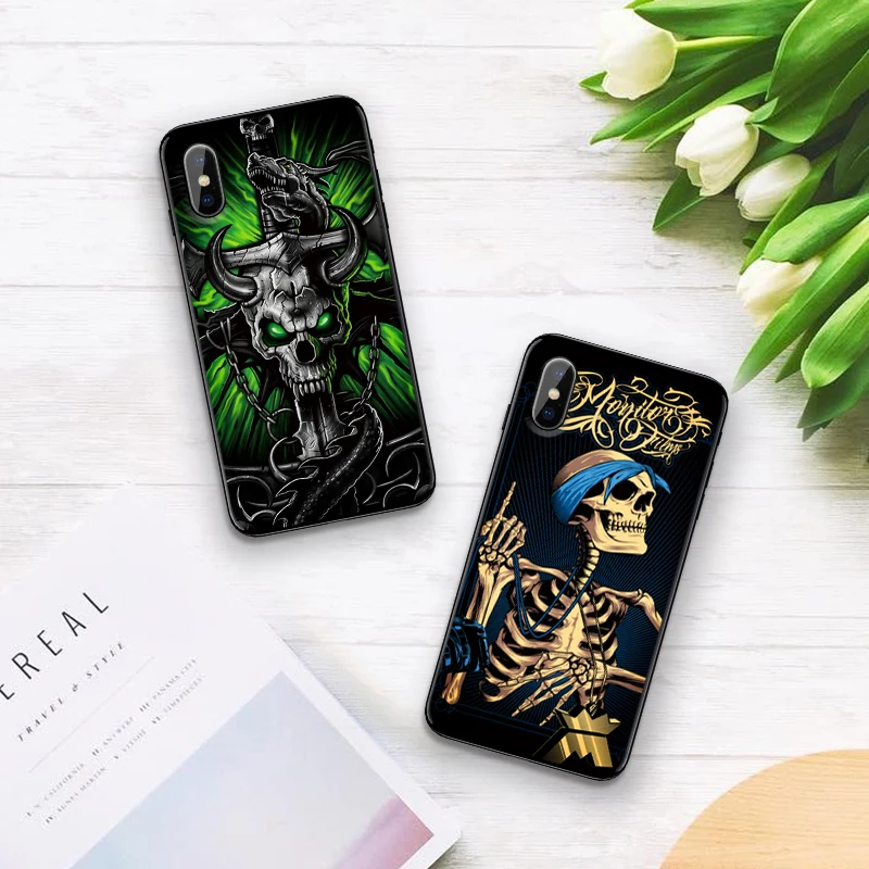 skull Soft Silicone Phone Case For iphone X XS Max XR 7 8 6 6s Plus TPU Back Cover | Мобильные телефоны и аксессуары
