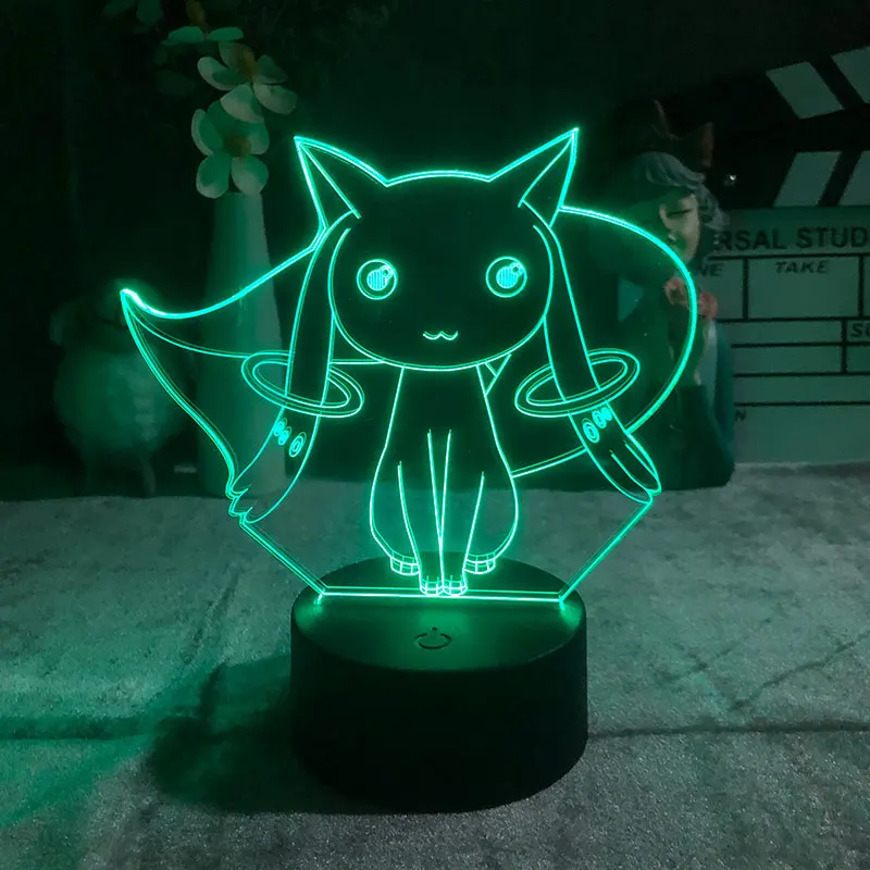 Kyubey LED аниме лампа 3D Голограмма ночсветильник красочные детские украшения для