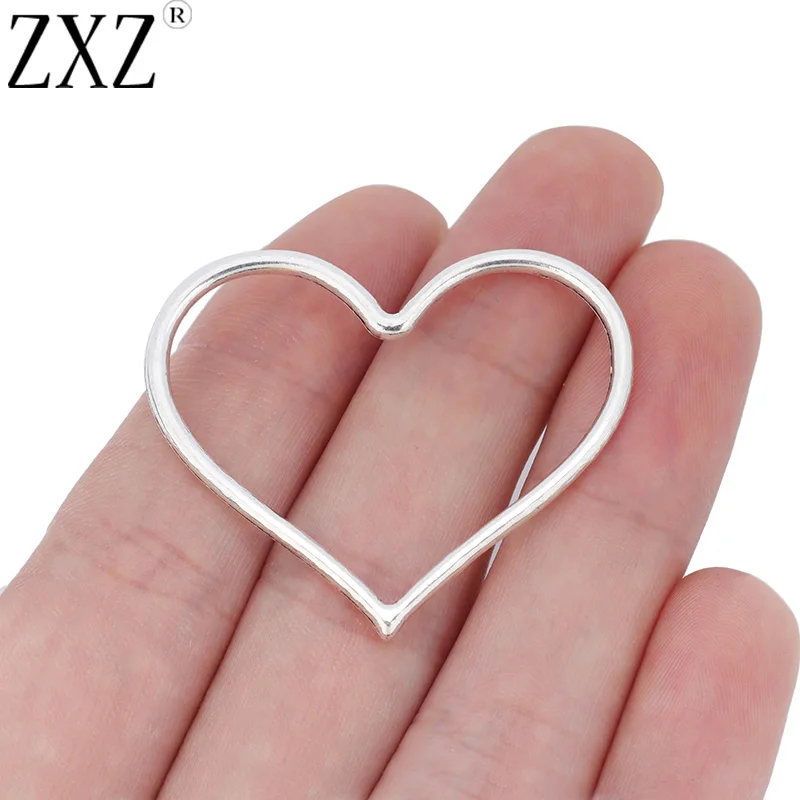 ZXZ 10 шт. тибетское серебро Большие Подвески с открытым сердцем 2 стороны для