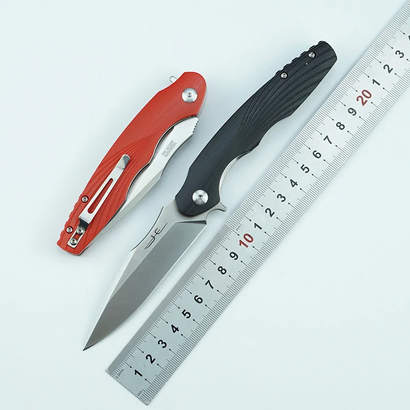 Складной нож LEMIFSHE Flipper клинок из стали 9Cr18Mov G10 со стальной ручкой для кемпинга