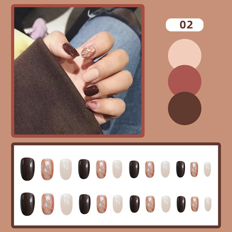 

2021 Nails accesorios 24Pcs set Wearable Manicure Waterproof Piece Detachable Length Nail Art Decoration FRE-Drop