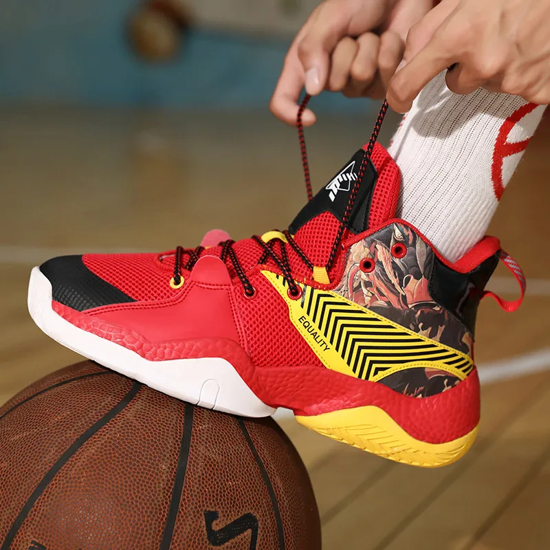 New Top quality Red Basketball Shoes Woman Mesh Breathable Men's Red Sneakers Professional High top Men's Basketball Sneakers