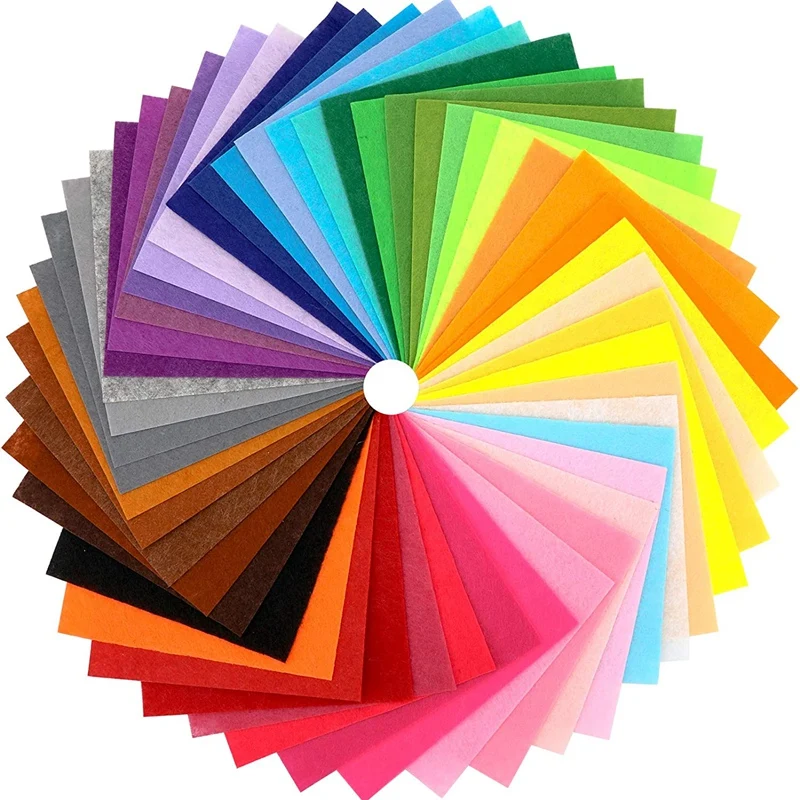 

40Pcs Felt Fabric Squares DIY Craftwork Felt Crafts Assorted Colors Textile Fuzzy Fabrics For Scrapbooks Sewing