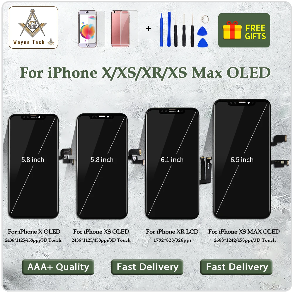 Сенсорный экран Pantalla OLED для iPhone X XR XS MAX дисплей с дигитайзером в сборе ЖК класса AAA